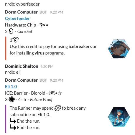 Cyberfeeder and Eli viewed on Slack.